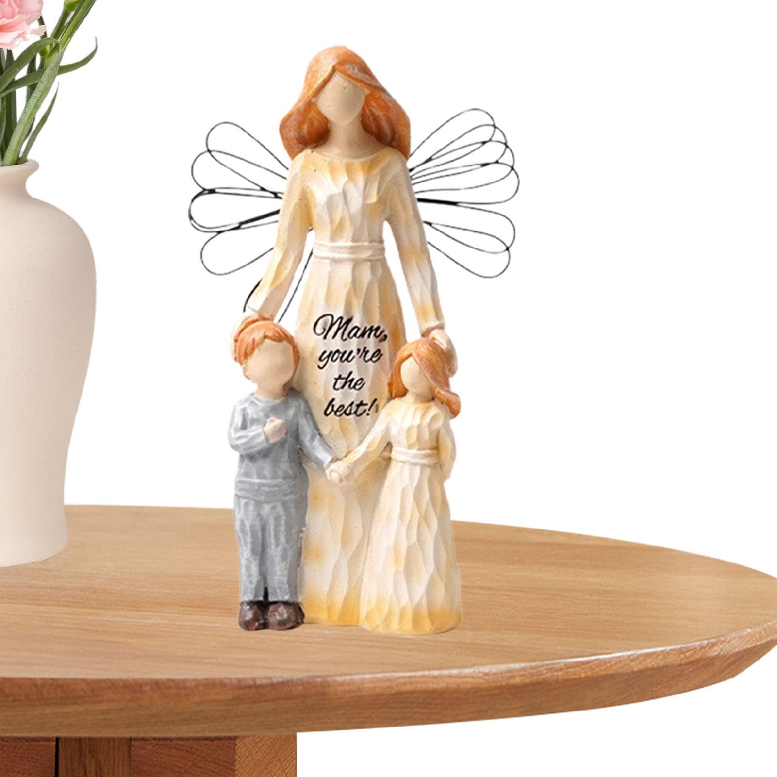Genérico Escultura Familiar De 4,Familia De 4 Figuras | Adorno de Resina Artesanal de Escultura de estatuilla Familiar,Tema Familiar de Figuras esculpidas y pintadas a Mano, para decoración del hogar