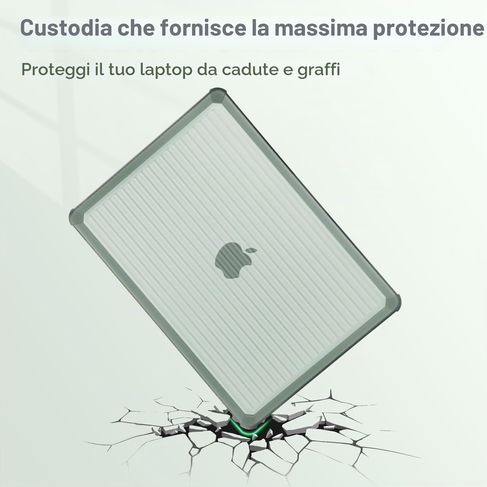 MOSISO Custodia Compatibile con MacBook Air 13 Cover M5 M4 M3 M2 2026-2022 | Copritastiera&Paraurti TPU Anti-crepa Strisce Servizio Pesante Case per MacBook Air 13,6 pollici A3449 A2681 2025 2024, Verde