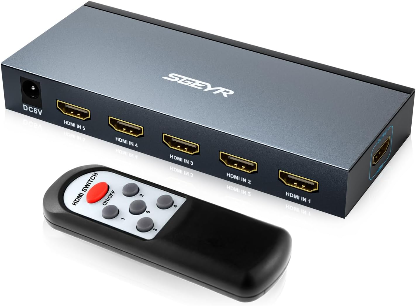 SGEYR 5x1 HDMI Switch with IR Remote