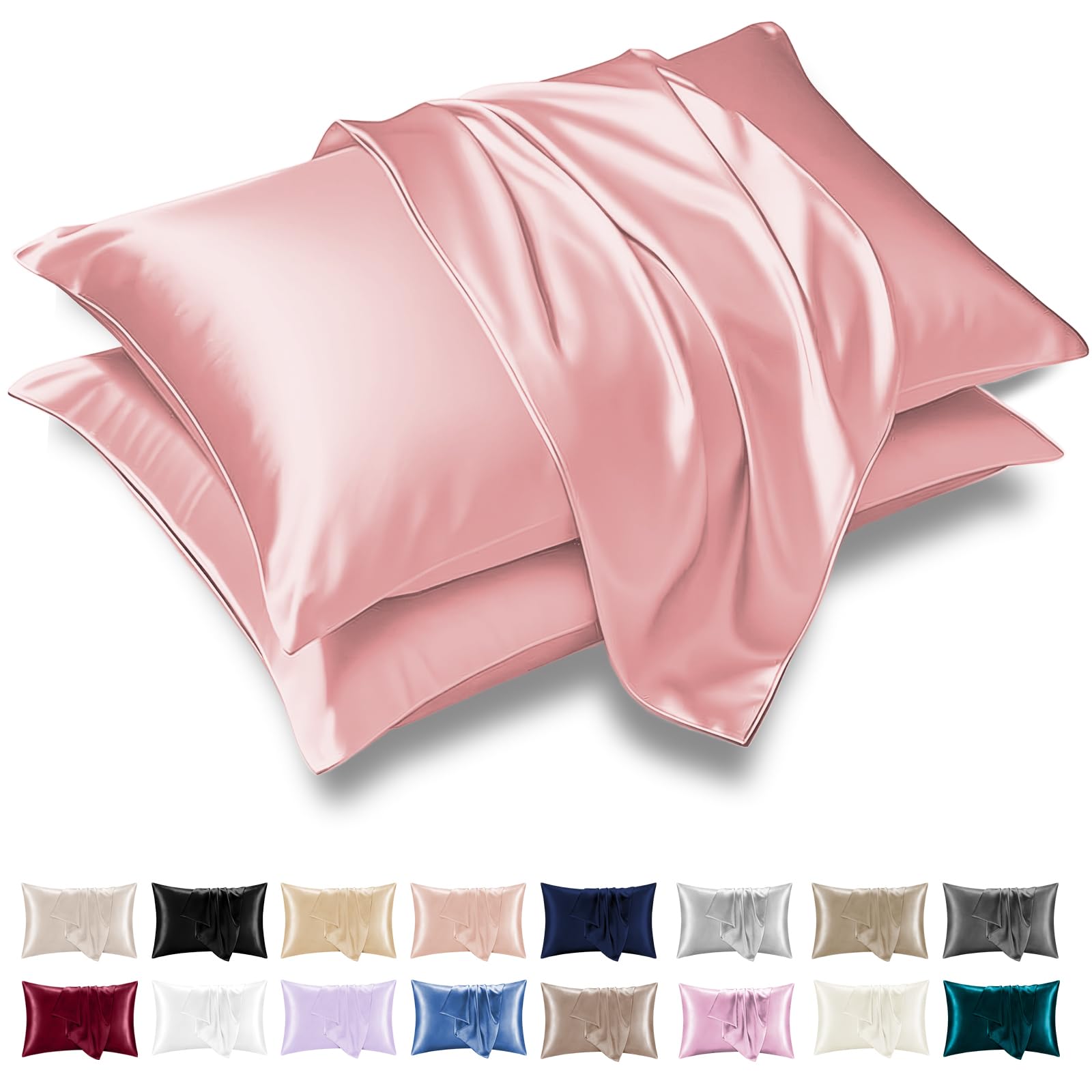 Grace Coral Satin Silk Pillowcases 4 Pack - Satin Pillowcase For Hair And Skin - Ultrasoft Hypoallergenic Pillow Cases With Envelope Closure