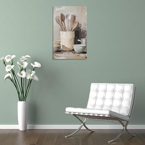 Miniatura 5 de Arte De Pared De Cocina De Campo, Impresiones En Lienzo Enmarcado, Utensilios De Cocina Y Alimentos, Pintura Rústica De Granja, Cocina, Comedor,