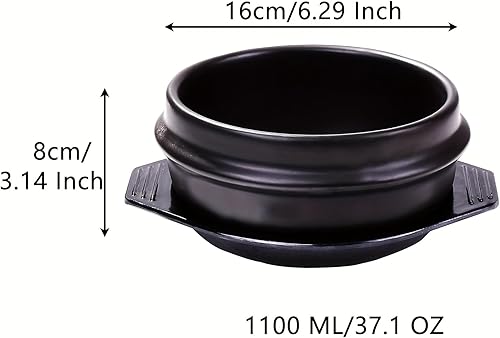 Miniatura 2 de Cuenco de piedra coreana con bandeja, cerámica premium, olla caliente de piedra para sopa Bibimbap Piedra coreana Bibimbap