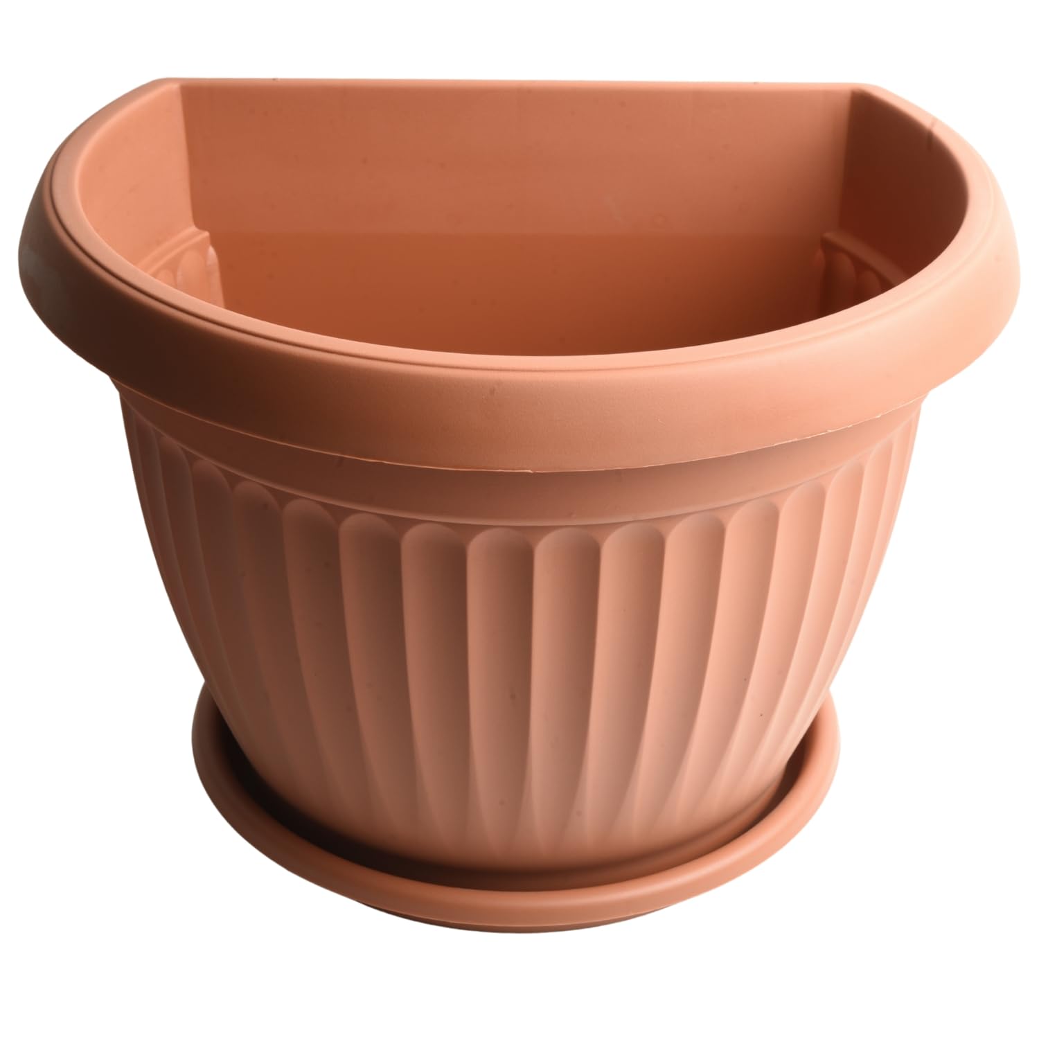 Terracotta Wall Flower Pot Planter With Saucer Plastic Outdoor Indoor Hanging Fence Basket Flat Back (4L (D25cm H19.4cm))