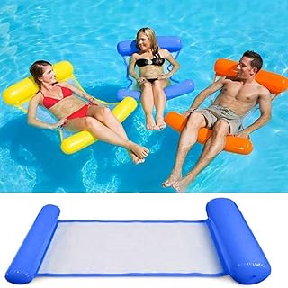 Inflatable Pool Floats, Multi-Purpose Portable Swimming Water Floating Chair (Saddle, Lounge Chair, Hammock, Drifter) Comfortable Floating Lounger Pool Raft Water Floaties (Dark Blue)