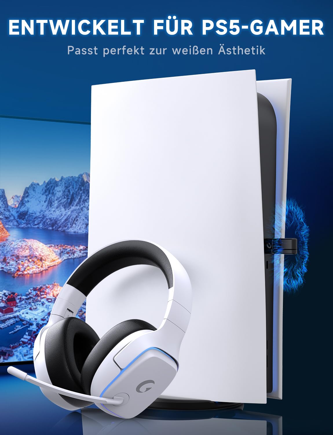 Testa Auricolari Gaming Wireless per PS5/PS4/PC/Switch - 2,4 GHz 53 - Dettaglio