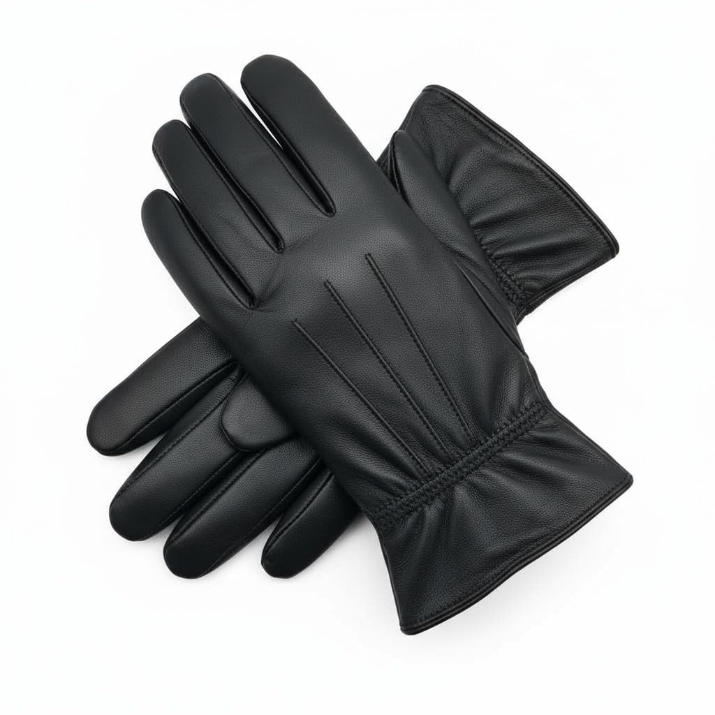 Emporium Leather Men's Black Leather Driving Gloves - Medium