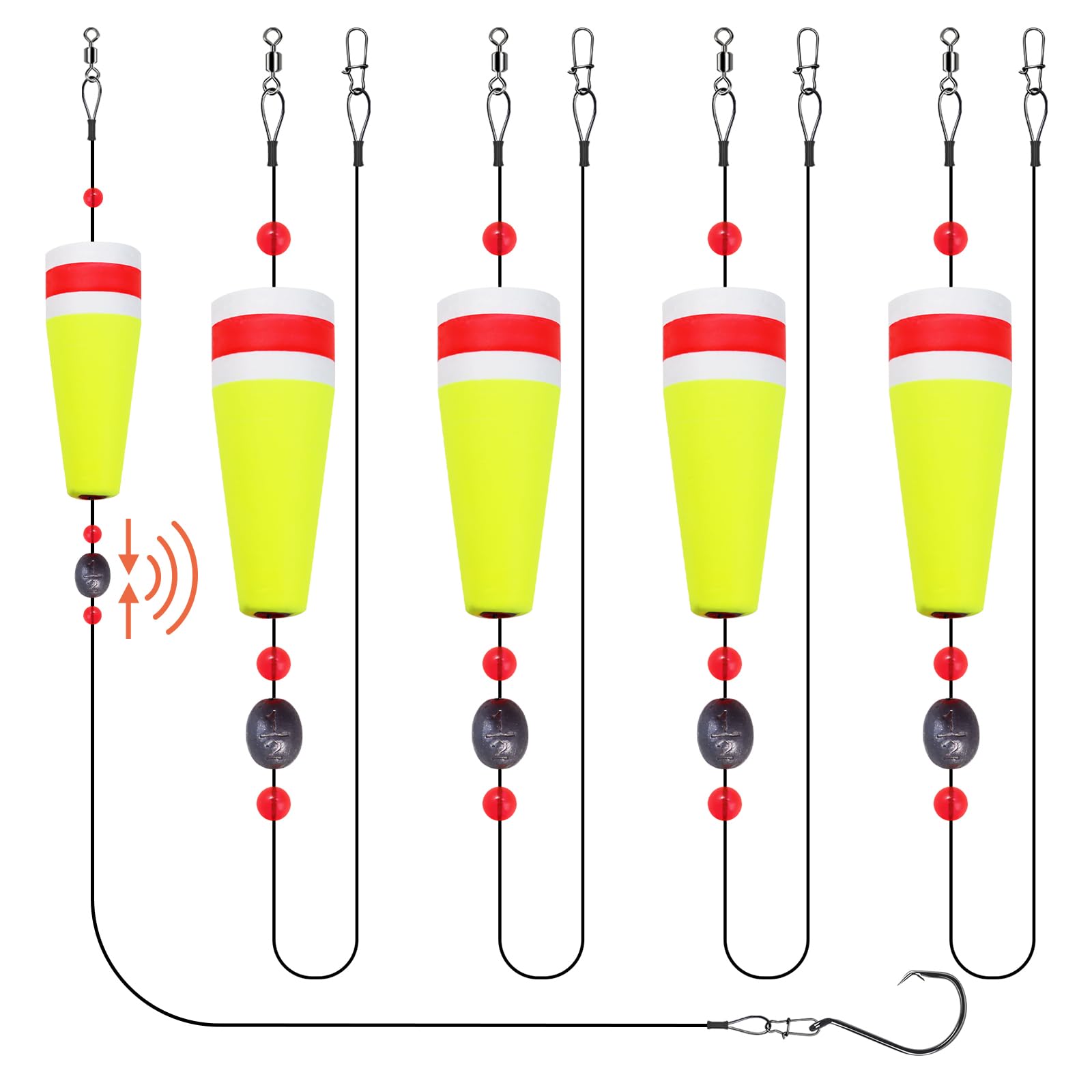 Popping Cork Float Rigs, Slip Bobbers Fishing Redfish Speckled Trout Popping Corks Weighted for Saltwater Freshwater 2in 3in 4in 5in