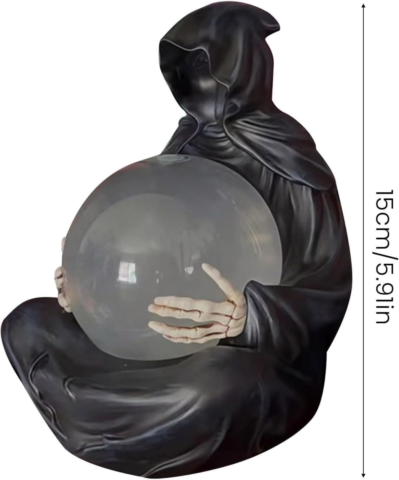 Statua Ponurego Żniwiarza z Latającymi Nietoperzami Kryształowa Kula Nowy Halloween LED Light Ponury Żniwiarz Świecące Kryształowe Kule, Figurka Śmierci Boga Halloween, Tajemnicza Figurka Nietoperza