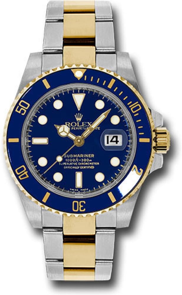 Rolex Oyster Perpetual 40MM Stainless Steel & 18K Yellow Gold Submariner Date with a Blue Cerachrom and Rotatable Bezel and a Blue Index Dial.