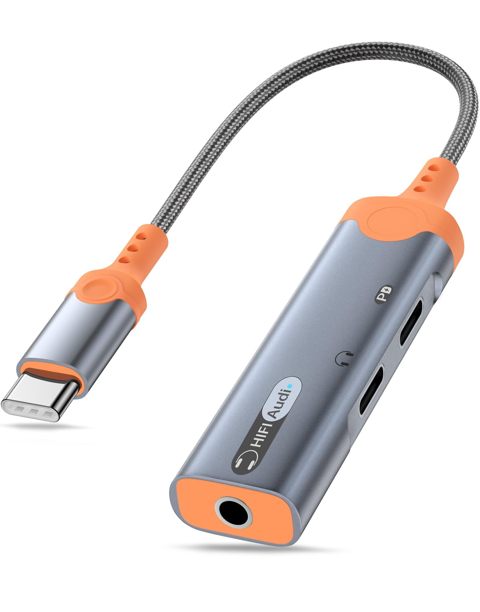 USB Type C to 3.5mm Headphone and Charger Adapter, 3 in 1 USB C to Aux Audio Jack DAC Earphone Dongle PD 60W Fast Charging, Compatible with iPhone 15 Pro Max, Galaxy S24 S23 Ultra S22 S21 (Grey)