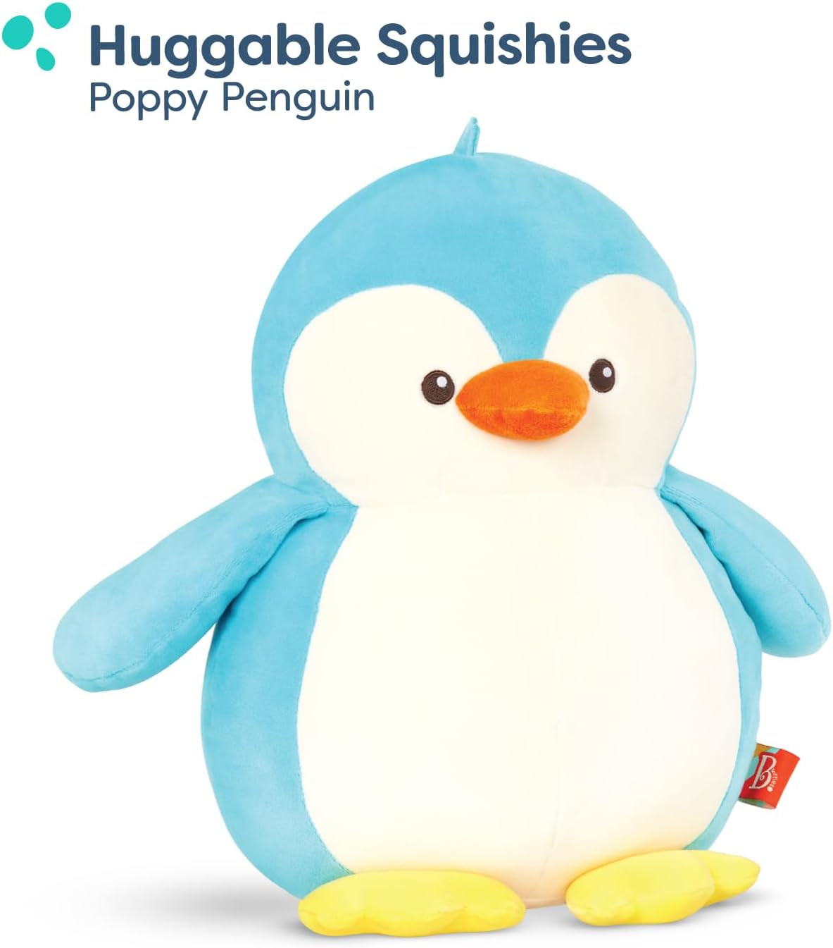 B. toys – Plush Squishy Penguin – Stuffed Animal – Soft & Squishy Blue Penguin – Washable Toy for Baby, Toddler, Kids – Huggable Squishies – Poppy Penguin 0+ Months