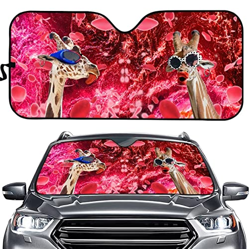 Suhoaziia Pare-soleil pliable pour fenêtre avant de voiture avec motif girafe pour la plupart des berlines, SUV, camions - Protection contre le soleil pour homme et femme Cover