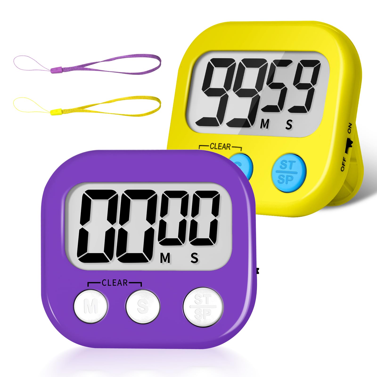 ZILLEEN Timer klasowy dla dzieci nauczycieli 2 szt. cyfrowych timerów, fioletowy i żółty