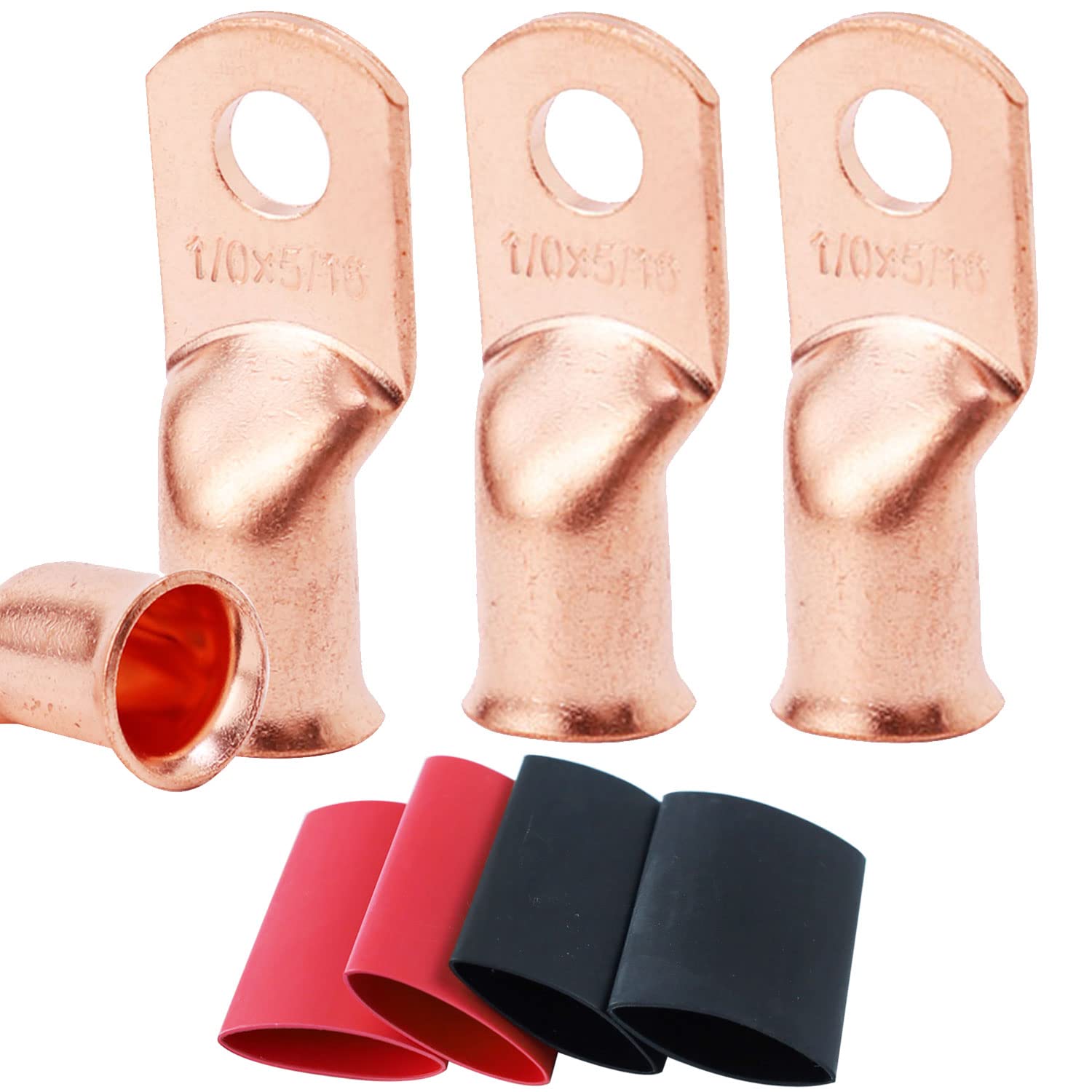 Buy 4pcs 1/0 AWG5/16" Battery Lugs,Copper Wire Lugs,Heavy Duty Battery
