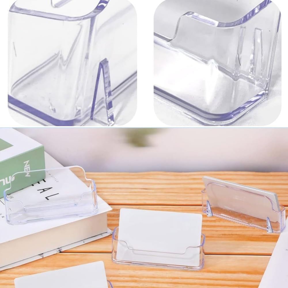 Porta Biglietti da Visita in Acrilico Trasparente 12 Pcs per Scrivania e Ufficio