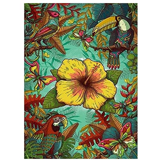 Korsstygnskit för nybörjare vuxna, blomma och fågel lång näbb, 11 karat stämplade 3 trådar, enkel broderi korsstygn handarbete heminredning, 40 x 50 cm