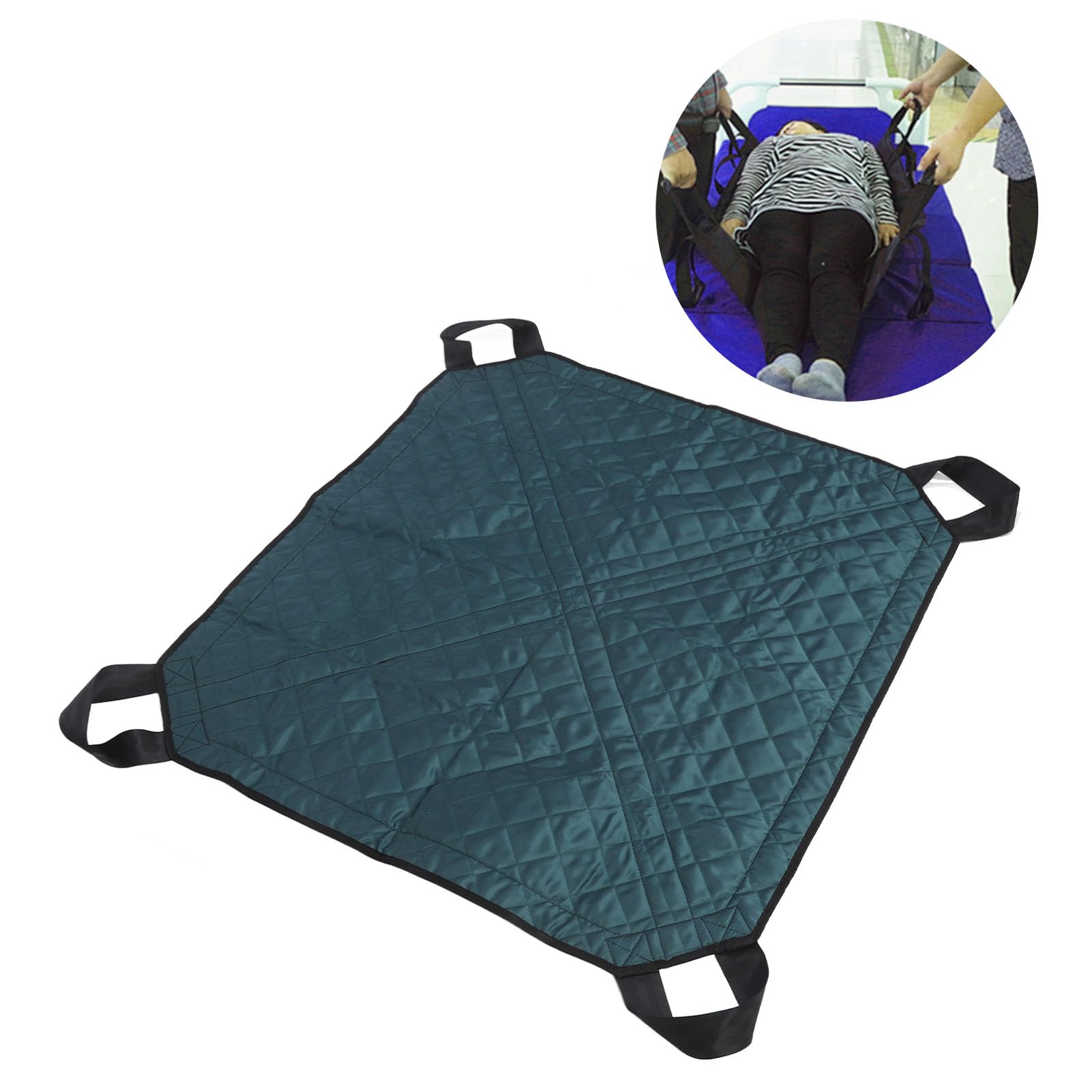 Almohadilla de Cama de Posicionamiento de Transferencia con 4 Asas, Sábana Deslizante de Transferencia de Paciente Lavable Impermeable de Nailon para Hospital, Sábanas de Dibujo Reutilizables Multiuso