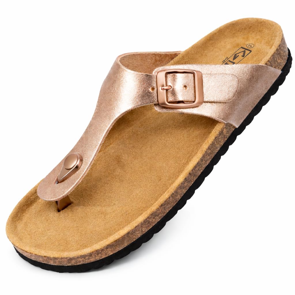 Sandali in pelle, Sottopiede anatomico in sughero, Vera pelle, Sughero naturale, Fibbia regolabile, Infradito unisex, Suola antiscivolo in EVA, Sandalo di qualità Made in Spain