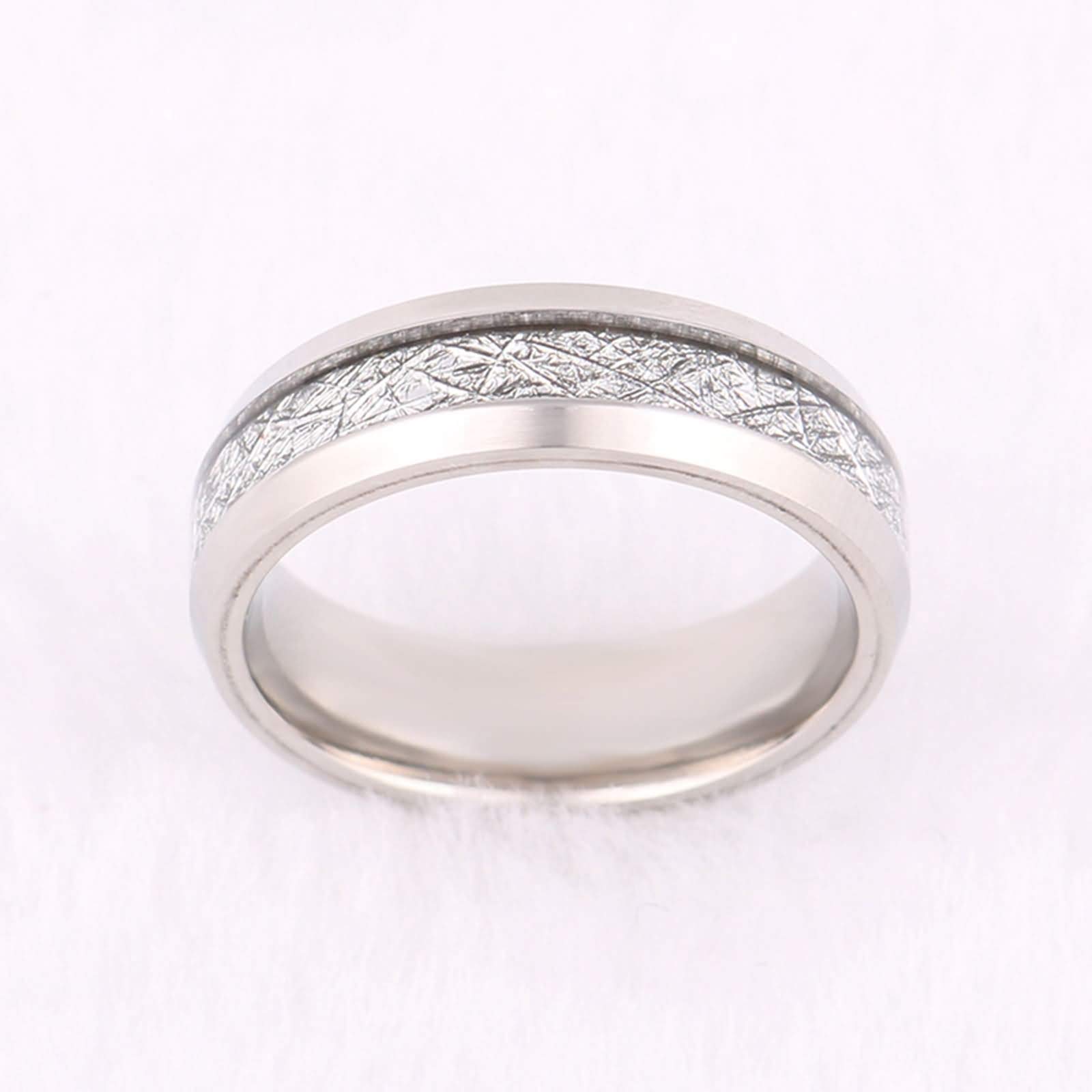 Anello Nuziale Uomo Fede Nuziale Anello di Fidanzamento Intarsio di Meteorite Anello Tungsteno Personalizzabile 6MM Anelli Tungsteno Argento Misura 12-31
