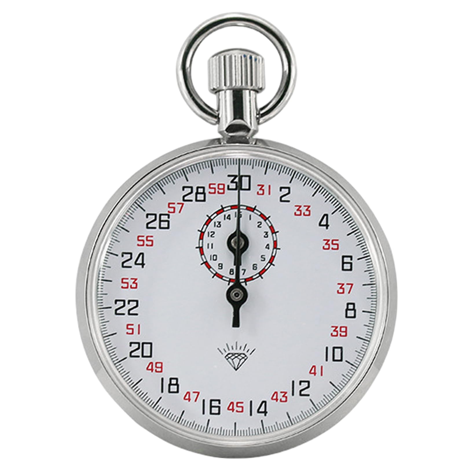 Cronometro meccanico analogico, 13 rubini, analogico, con cronometro preciso per sport e laboratorio, quadrante bianco, cronometro con cordino, 30s/15 m