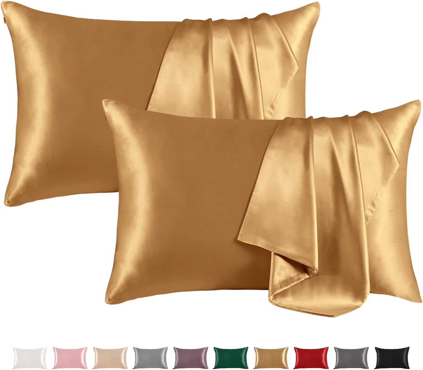 THXSILK Set of 2 Mulberry Silk Pillowcase for Hair and Skin, 100 Mulberry Silk Bed Pillowcase
