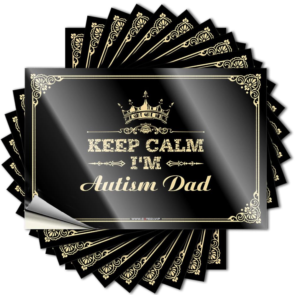 Decals Mens Decor Christmas Autumn Laptop Keep Calm I'm Autism Dad - Scratch Resistant Stickers(12X18CM)