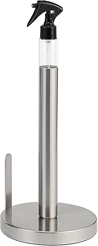 SunnyPoint Dispensador de soporte para toallas de papel pesado con botella de pulverizaciónbomba integrada (botella de spray, níquel satinado)
