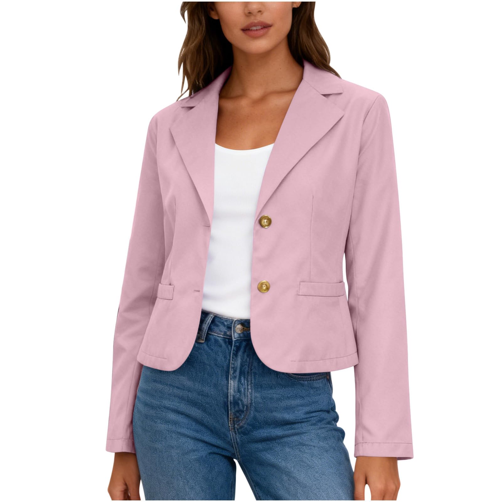 Womens Work Office Blazer Stretch Lapel Collar Long Sleeve Jacket Suit Lightweight Slim Fit Business Suit