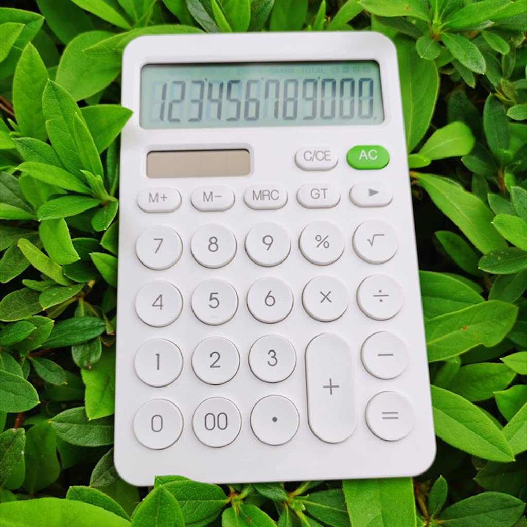FMURY - Calculadora de escritorio de 12 dígitos, botones grandes, herramienta de contabilidad financiera, botones grandes, batería y energía solar (E)