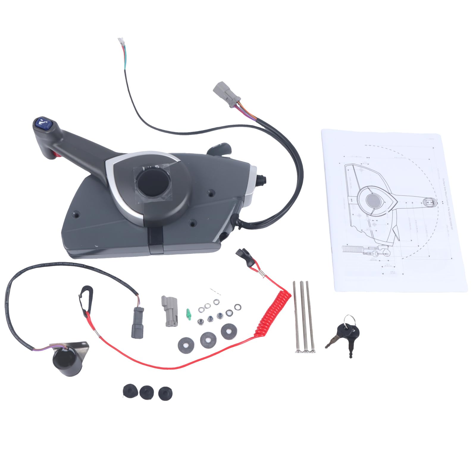 Kessocco Boat Throttle Control 5006180 Side-Mounted Outboard Remote Control Box Marine Remote Control Box Replacement for Evinrude Johnson OMC BPR Outboard Engine Side Mounted Push to Open