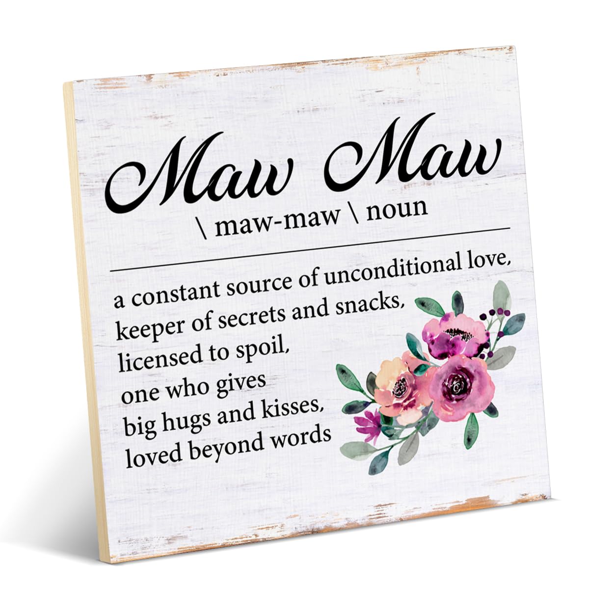 Maw Maw Gifts Grandma Gift From Grandson Granddaughter, Maw Maw Definition Wood Sign Desk Decor Table Decoration for Home Bedroom 6.3 x 6.3 Inches