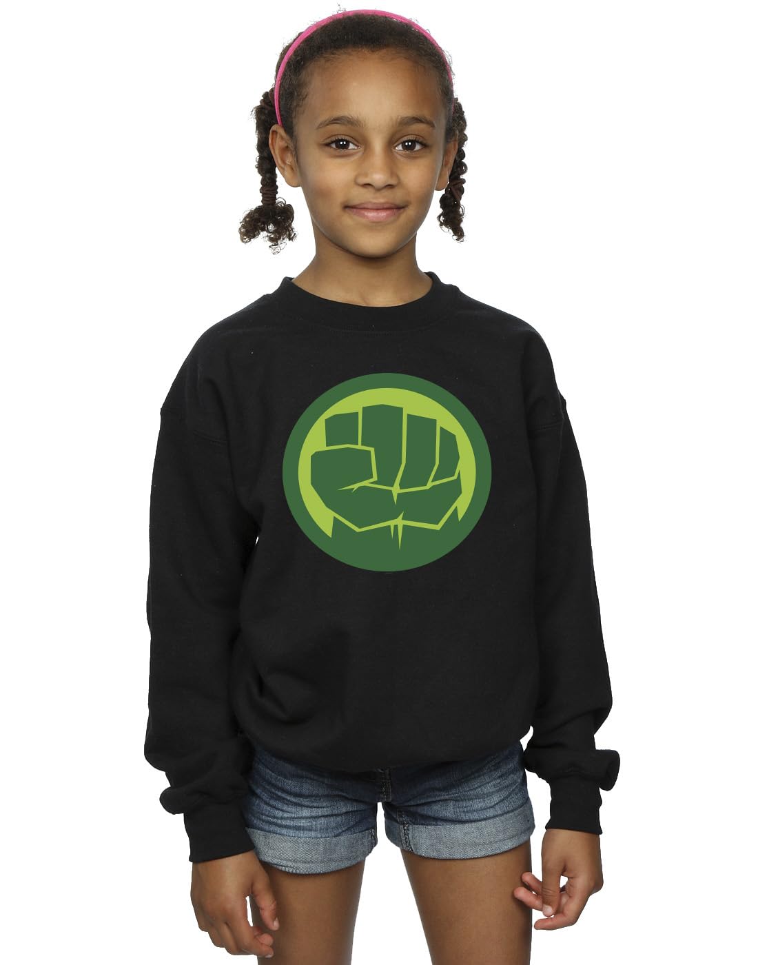 Marvel Girls Hulk Chest Logo Sweatshirt Black 3-4 Years