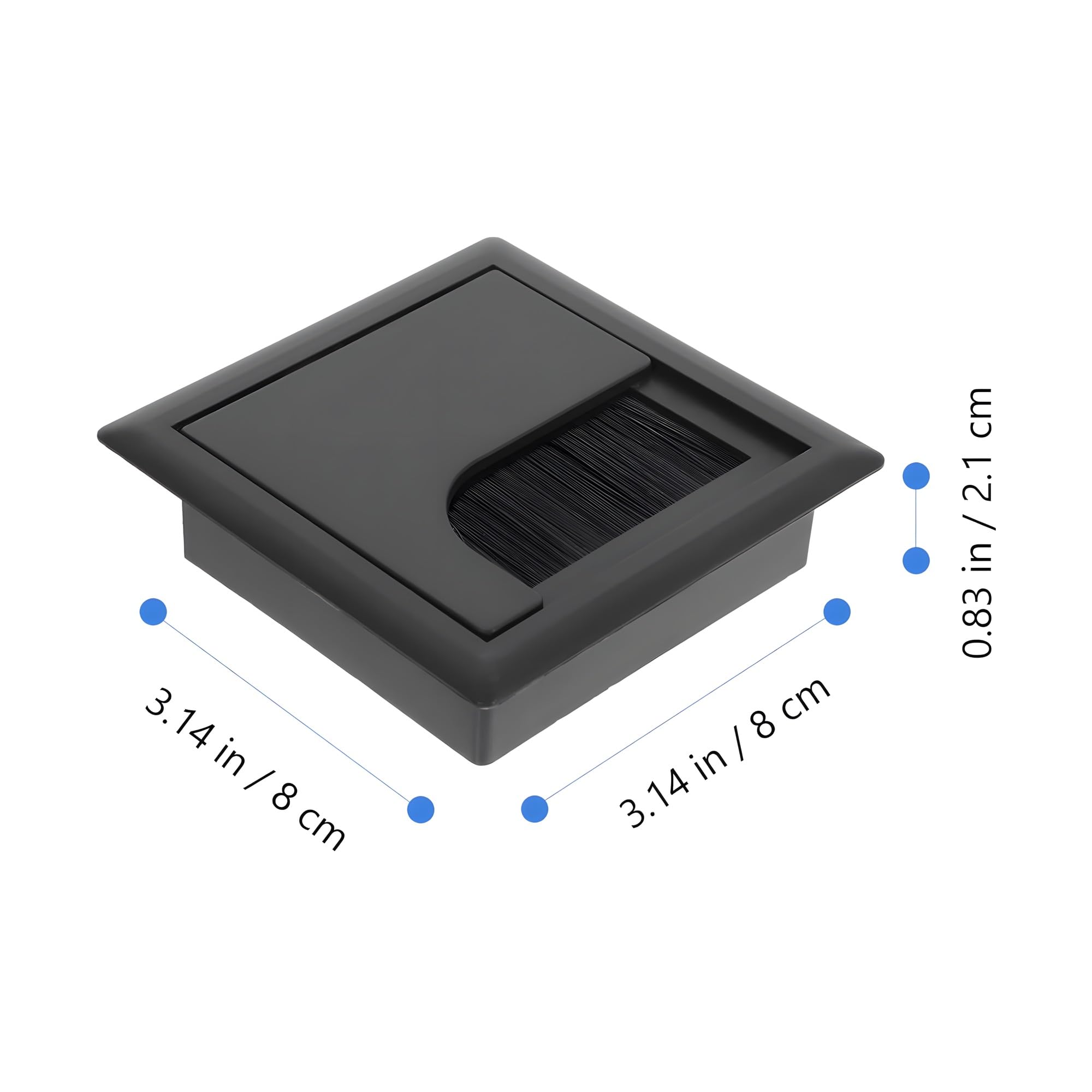 24x7 eMall 8 Cm Aluminum Office Desk Wire Cable Hole Cover with Dust Proof Brushes for Computers Work Rectangular Metal Organizer Stylish Desk Accessory Wire Manager Concealed. 80 mm x 80 mm Black 2
