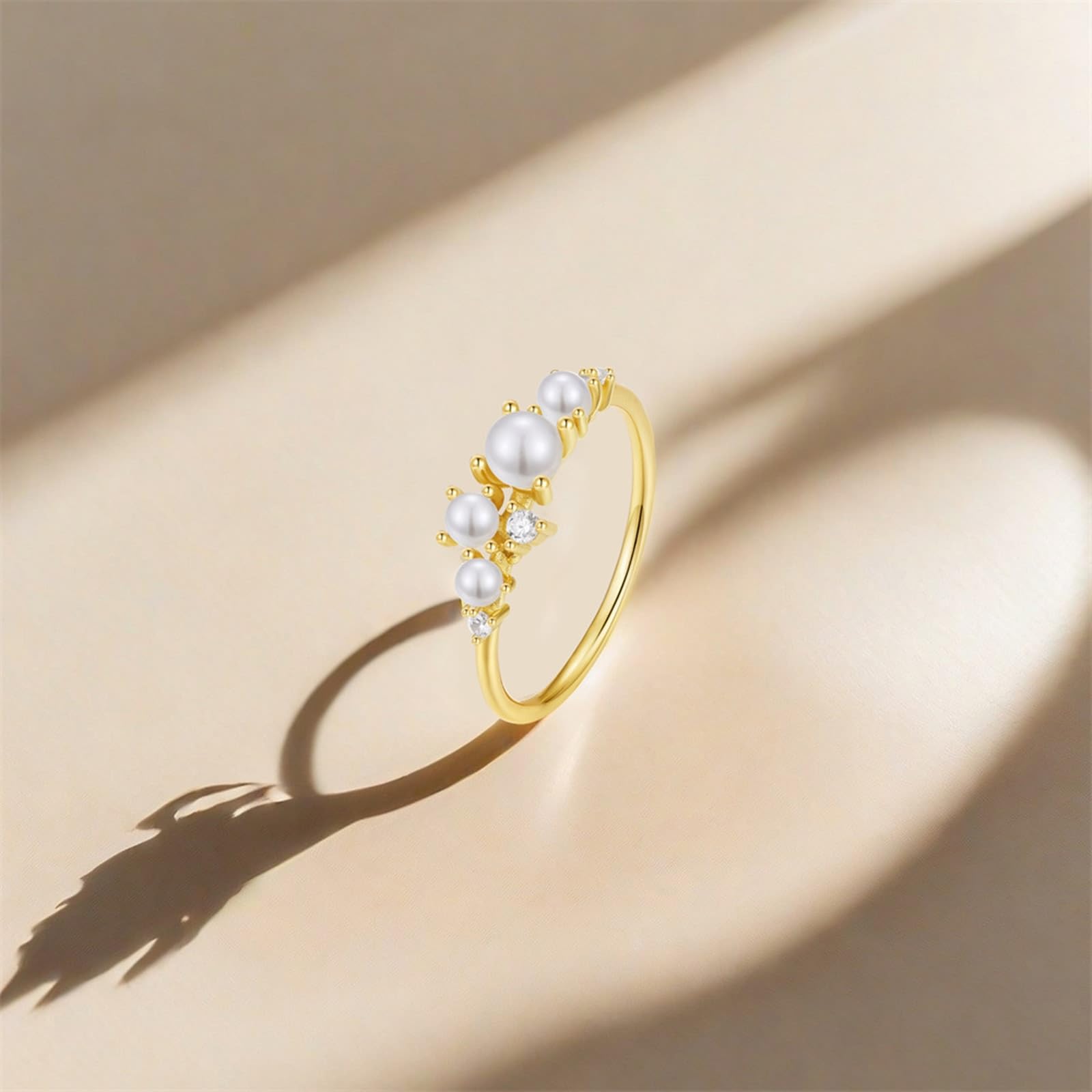 Bague en or jaune 9 K/14 carats pour femme avec perle
