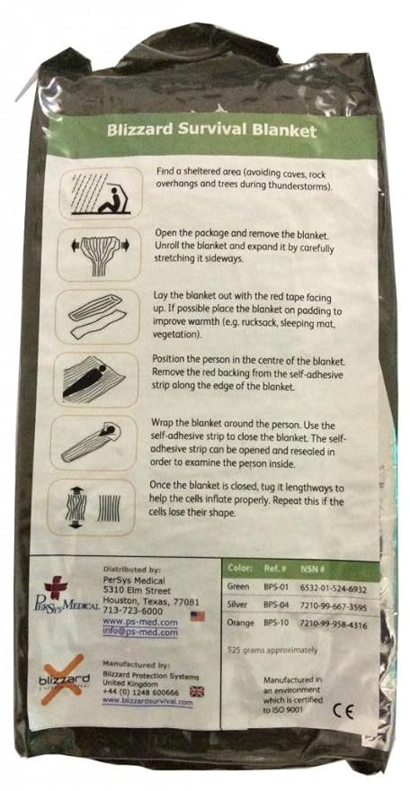 Blizzard Survival Blanket, (Green, Medium)