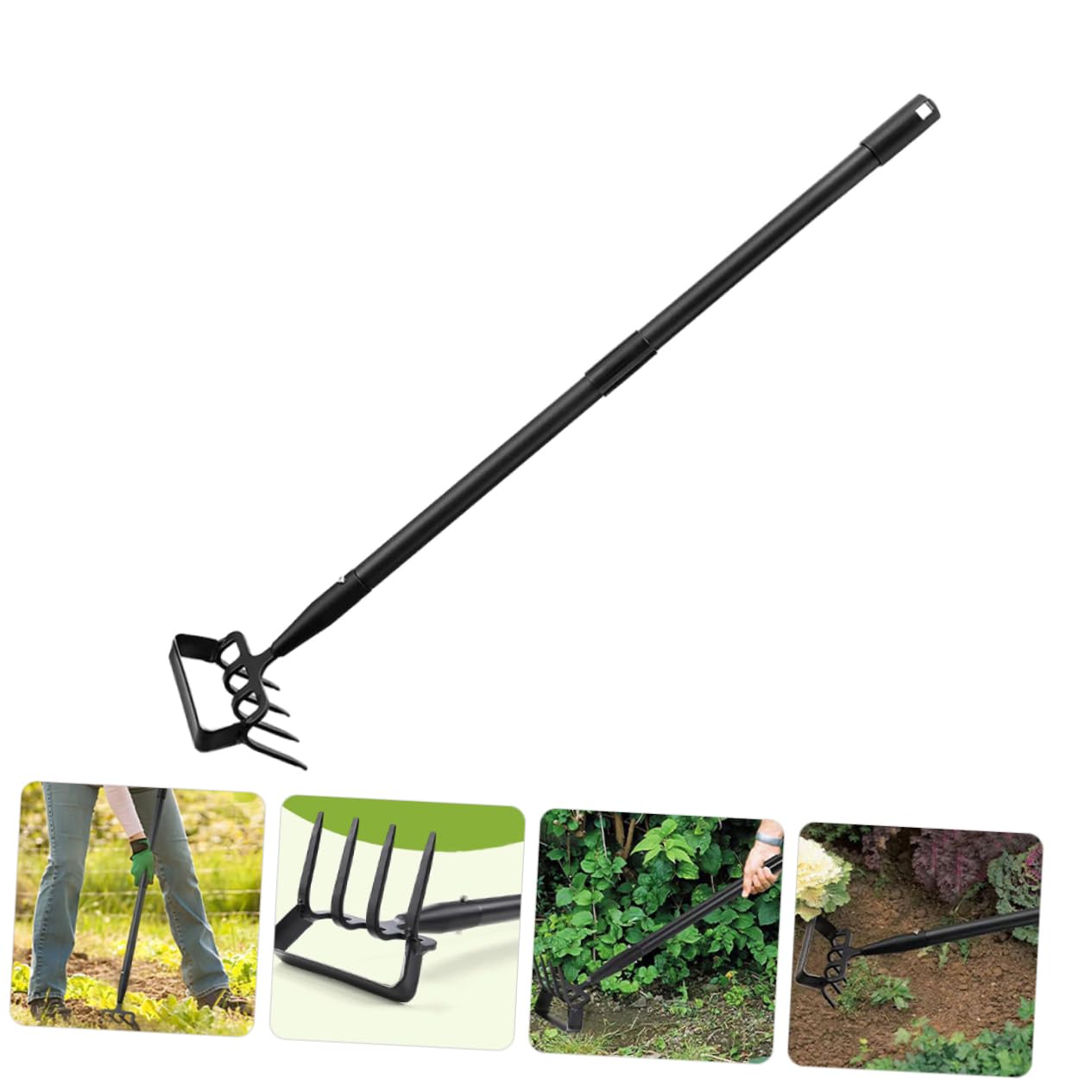 WOONEKY Strumento da Giardino Nero in Acciaio Inox, Doppio Uso | Scavare e Diserbare, Attrezzo Portatile per Cura del Verde, Accessorio da Esterno