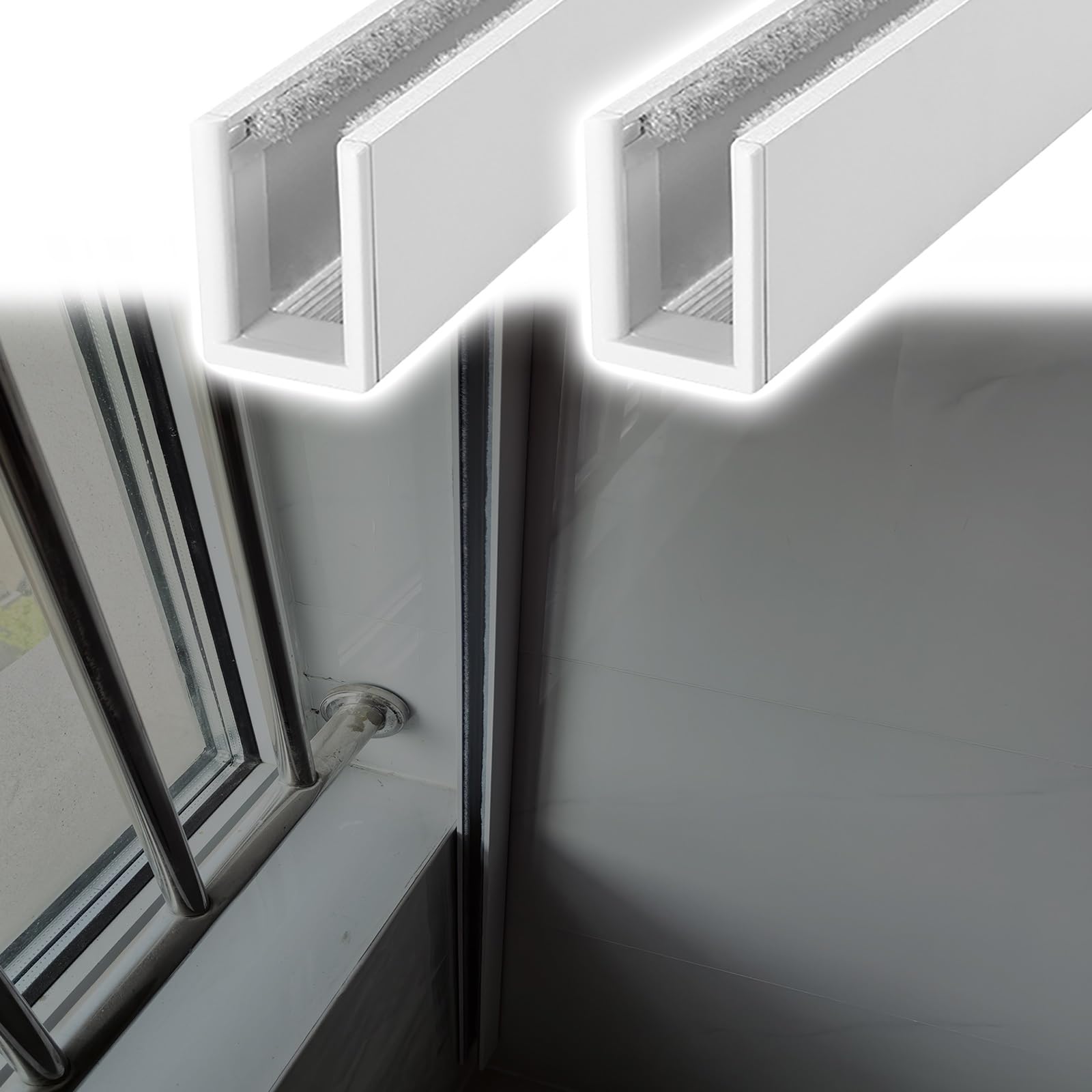Srnsaeb 6Pcs White Blackout Side Tracks U Shape Shading Channel 2 4 6 8 Pcs, Window Shade Light Blocking Strip/Roller Blinds Light Gap Blockers, For Commercial Office/Home Privacy(,110Cm/43.3In/3.6Ft)
