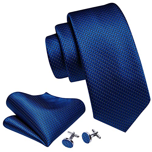 Image of Barry.Wang Mens Tie Set Plaid Check Neckties Formal Business Wedding Luxury Pocket Square Cufflinks
