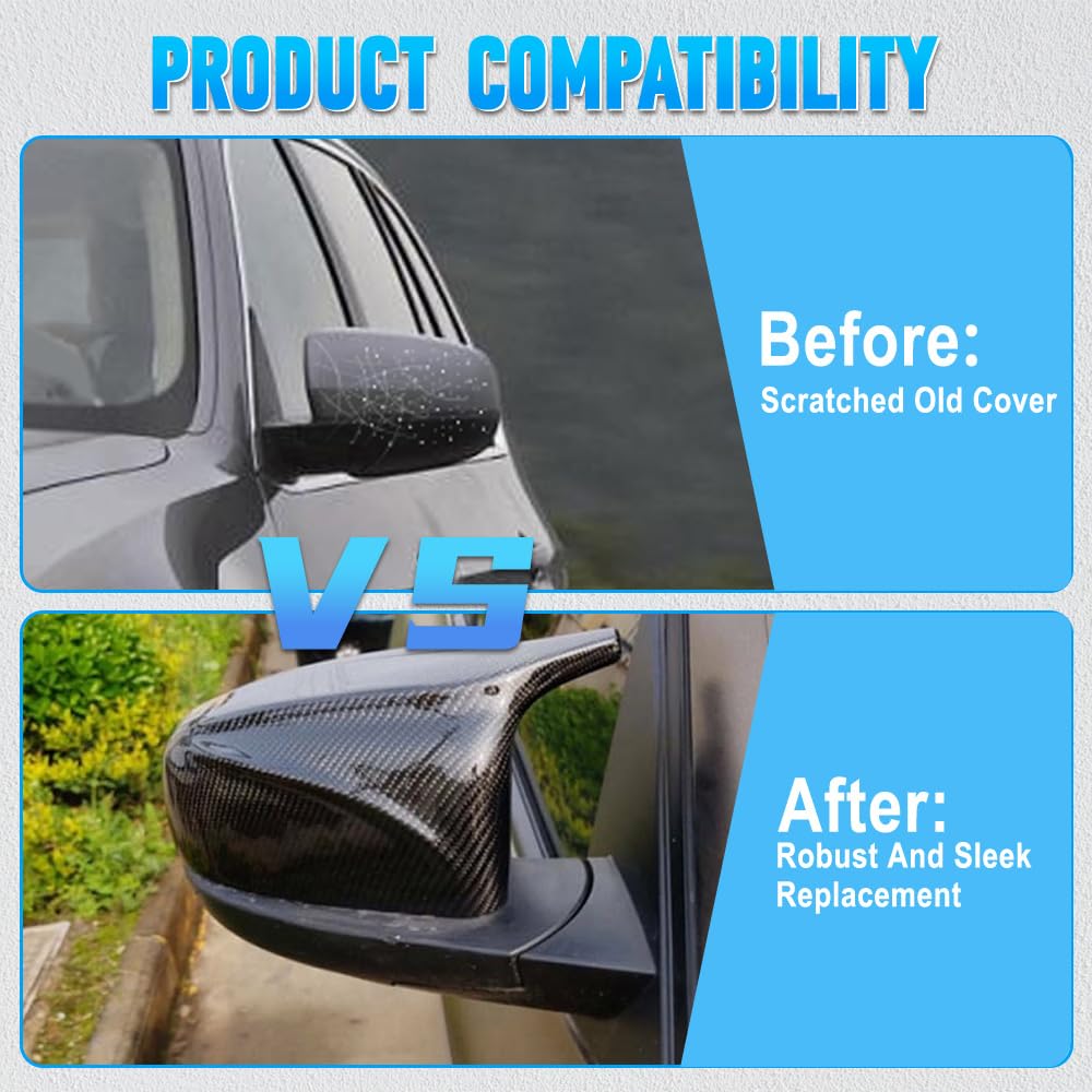 Cubiertas para espejos laterales de coche Kacepar, tapas para espejos laterales compatible con BMW X5 X6 E70 E71 2007-2013, acabado en fibra de carbono 51167180726