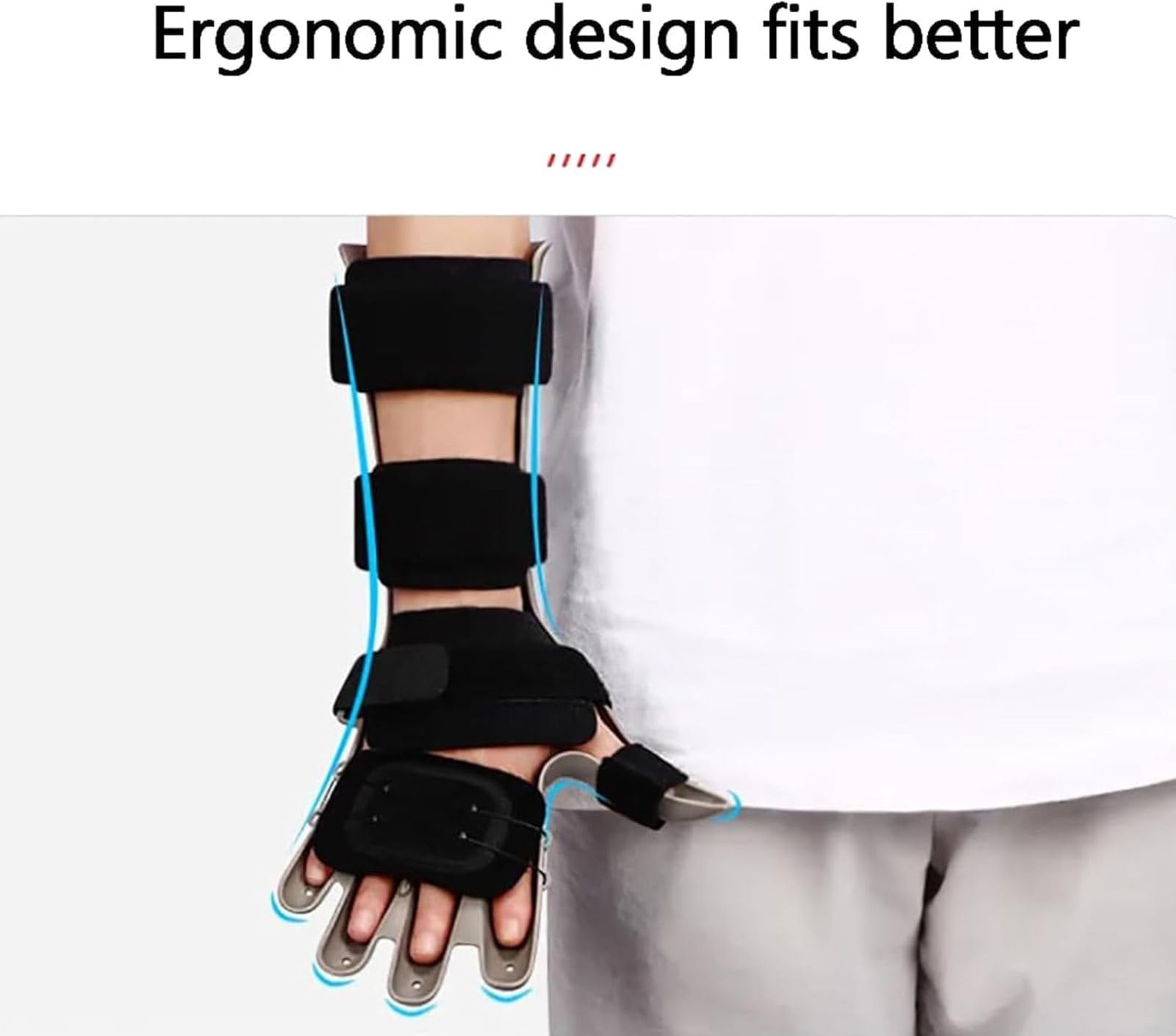 Férula Ortopédica de Muñeca, Férulas de Mano en Reposo con Diapasón Ajustable, Fijador de Muñeca con Placa de Dedo, Soporte para Corrección, para Contracturas en Flexión,Derecha,L