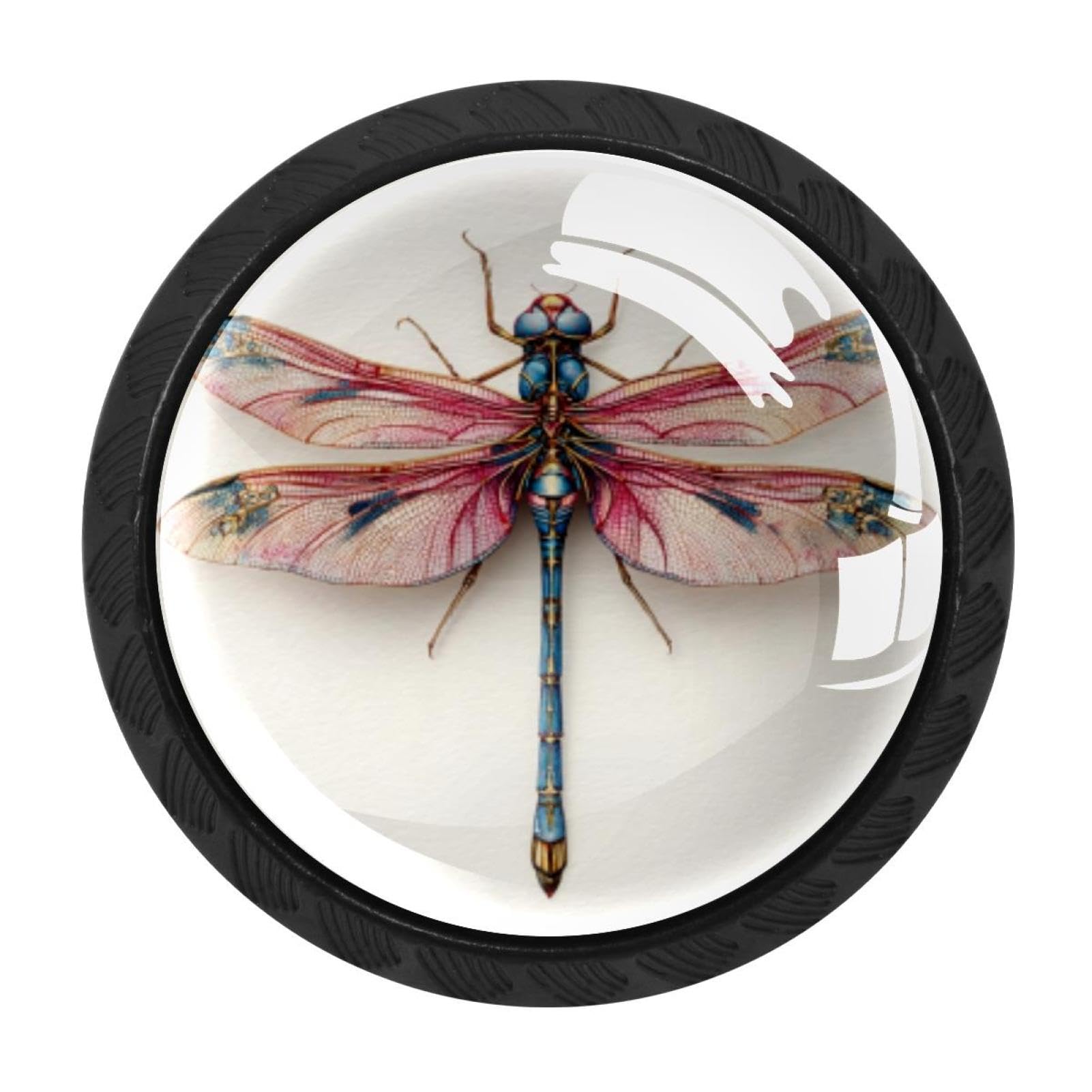 CHENZZZZ 4 Pack Black Dragonfly (3) Kitchen Handles, Cabinet Pulls Hardware for Cupboard Drawer Knobs Dresser Pulls