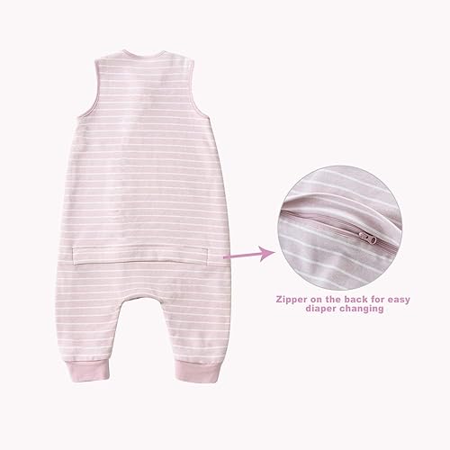 Miniatura 5 de Saco de dormir de lana merino y algodón orgánico con piernas, manta de bebé portátil para 4 estaciones, Púrpura claro