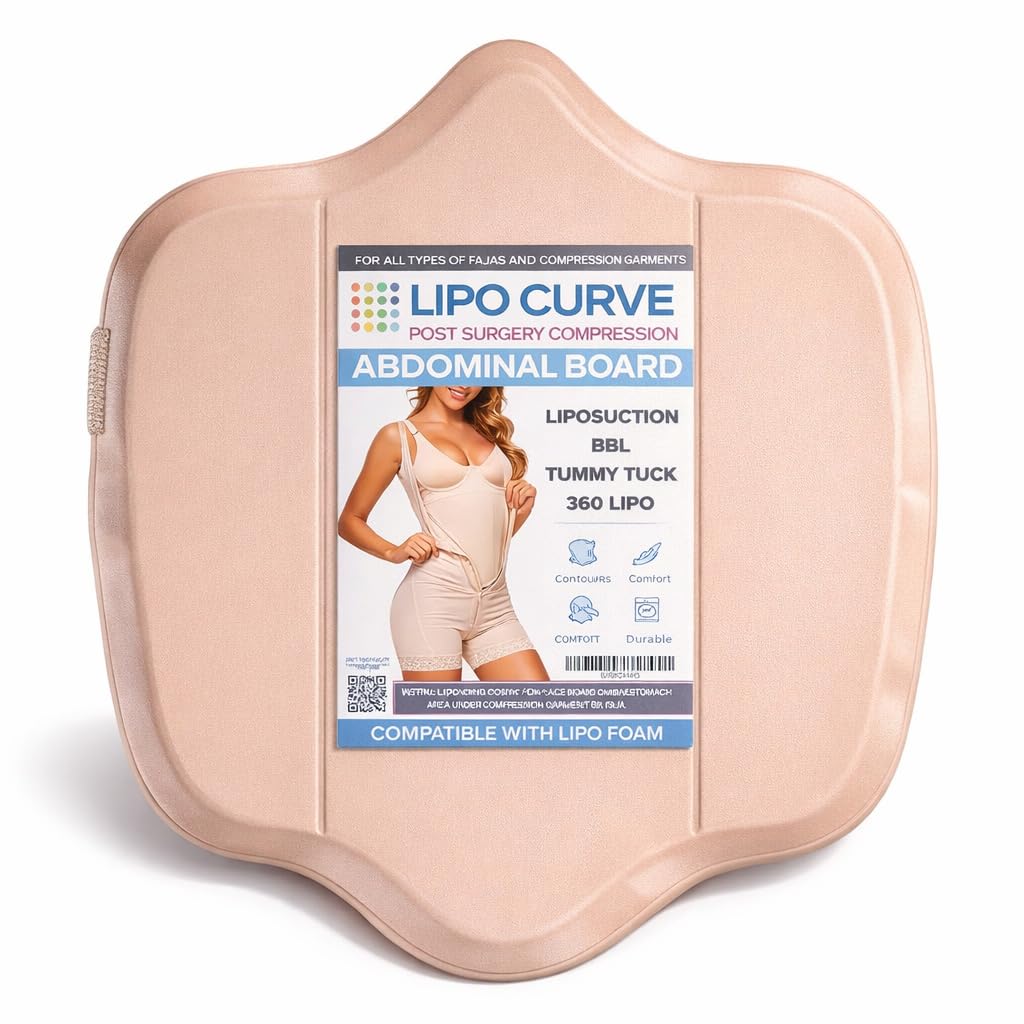 Bruizex Lipo Curve Post Surgery Compression Abdominal Board, Ab Board Post Tummy Tuck, BBL, & Liposuction, Compatible with Faja & Compression Garments, Use with Lipo Foam Pads & Lymphatic Massage Oil