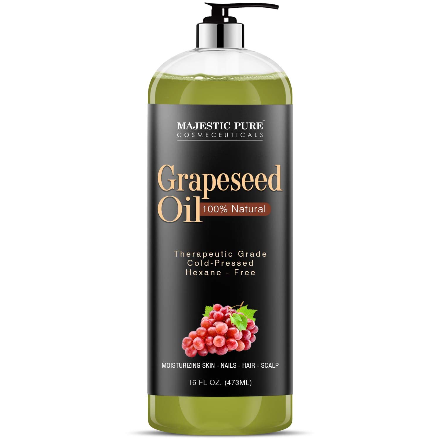 Majestic Pure Grapeseed Oil, Pure & Natural Massage and Carrier Oil