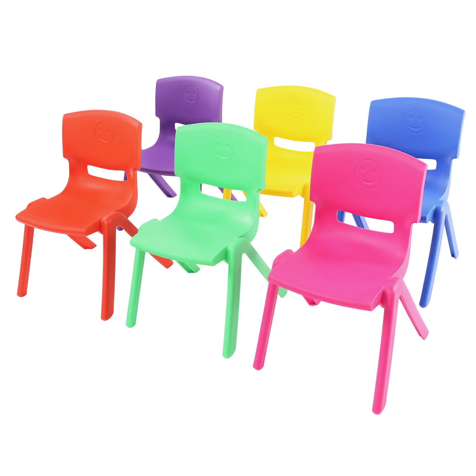 Lot de 6 chaises empilables - 6 couleurs mélangées - En plastique - Charge maximale : 100 kg - Pour l'intérieur et l'extérieur - Pour salles de classe, chambres d'enfants et appartements