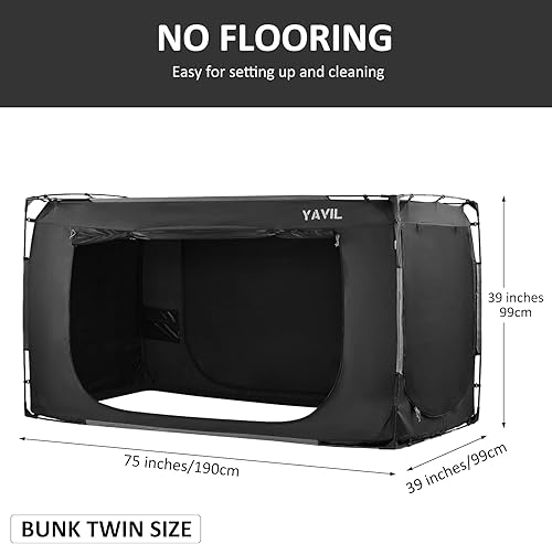 Miniatura 6 de Tienda de campaña para cama, litera tamaño individual, tiendas de campaña portátiles para dormir en interiores para niños y adultos, espacio de