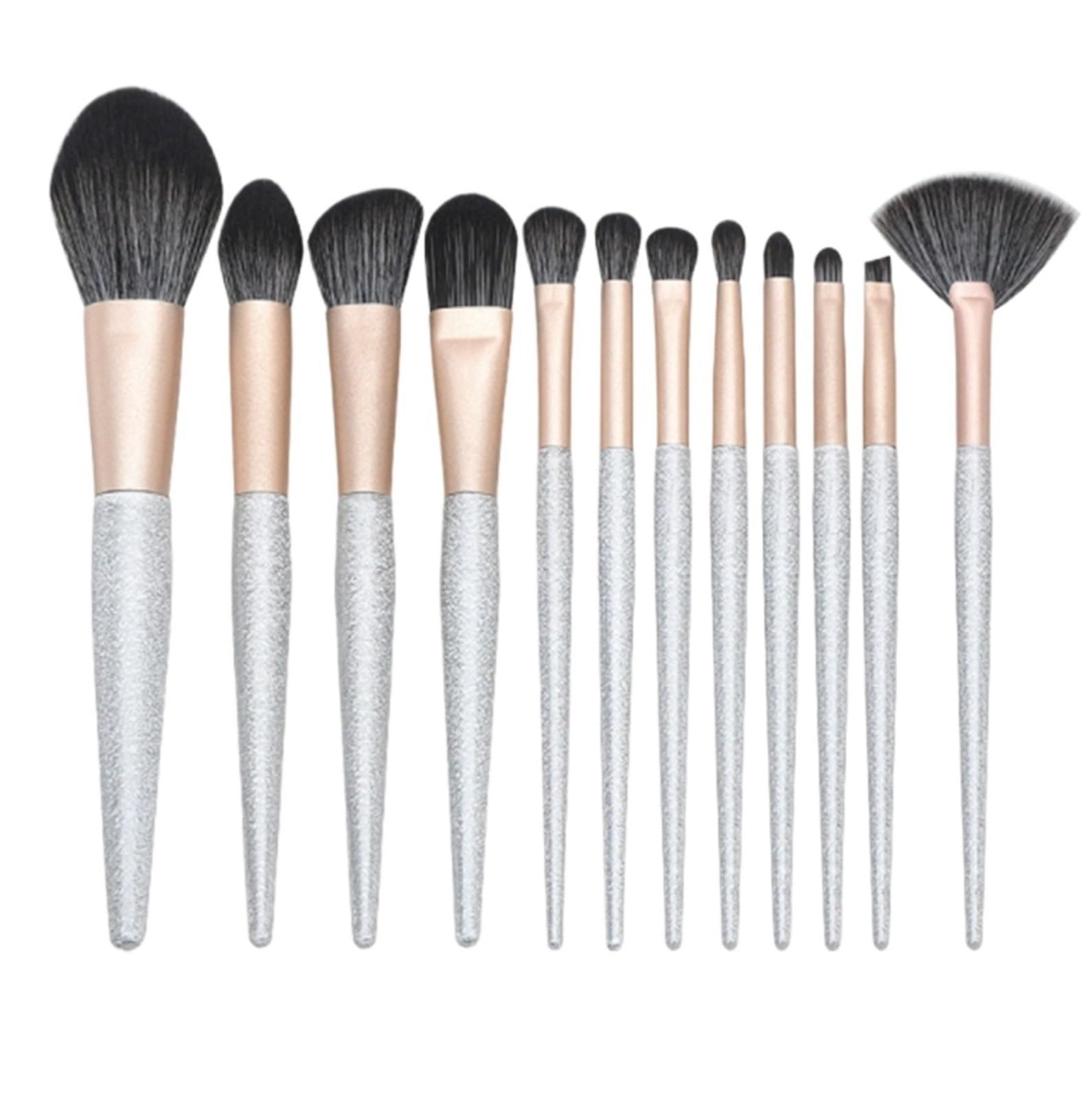 Set Pennelli Make Up Trucco Set Di Pennelli For Il Trucco Da 12 Pezzi, Manico In Plastica, Tubo Satinato For Pennello Contorno Occhi E Viso Viaggio Professionali