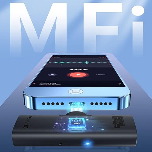 Miniatura 2 de PIXEL Micrófono Lavalier inalámbrico para iPhone iPad, MFi (fabricado para iOS) Sistema de micrófono inalámbrico con clip con 1 receptor y 2