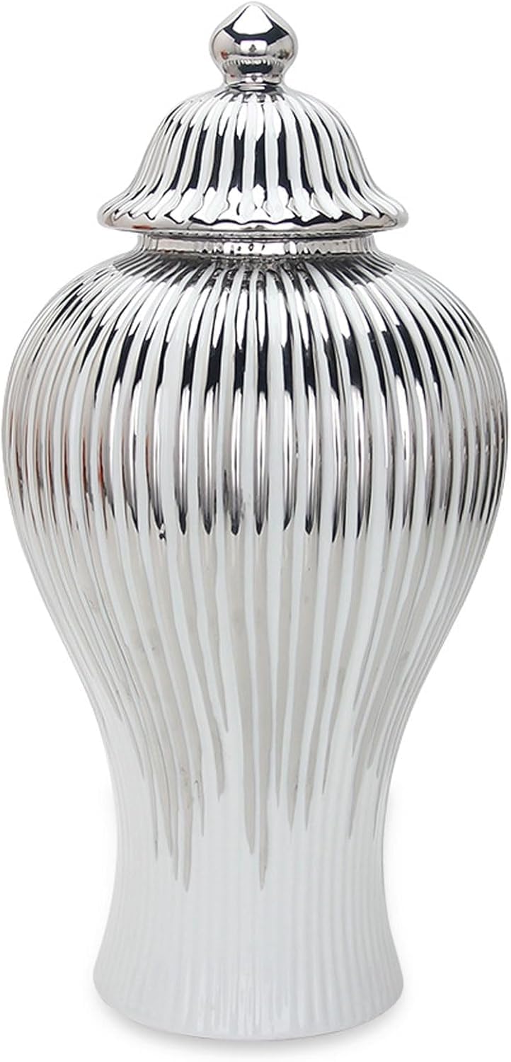 Duży ceramiczny wazon na imbir, 20x42 cm, do dekoracji domu, ręcznie robiony ceramiczny wazon na imbir z pokrywką, porcelanowy pojemnik na kwiaty (20x42 cm)