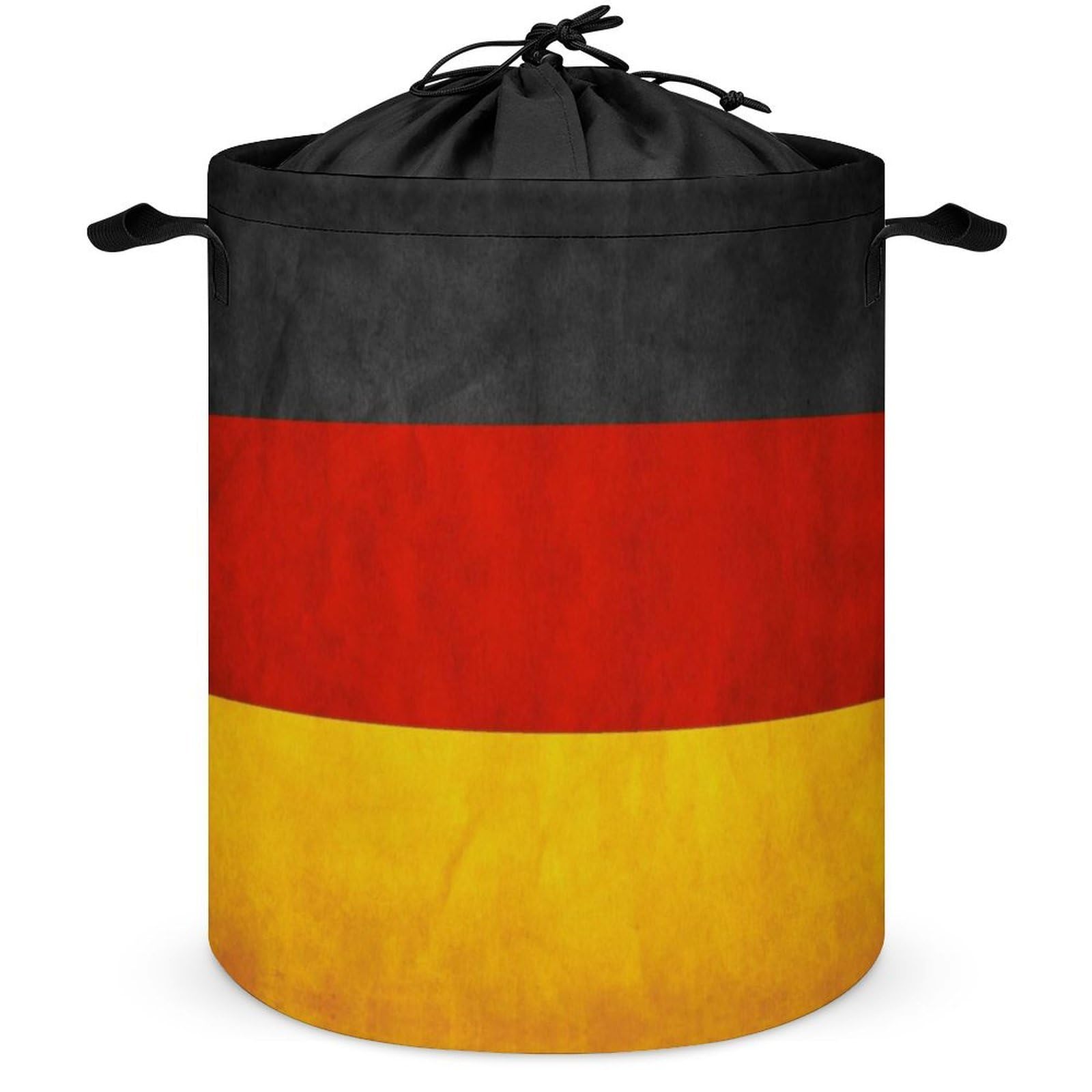 Qjjinxior Drawstring Laundry Hamper, Germany Flag Laundry Basket, Washing Basket with Handle